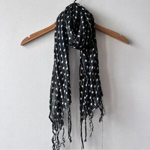 Black And White Polka Dot Silver Metallic Striped Scarf